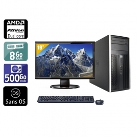 HP Compaq Pro 6005 Tower AMD Athlon Dual Core avec Écran 19 pouces 8Go RAM 500Go HDD Sans OS
