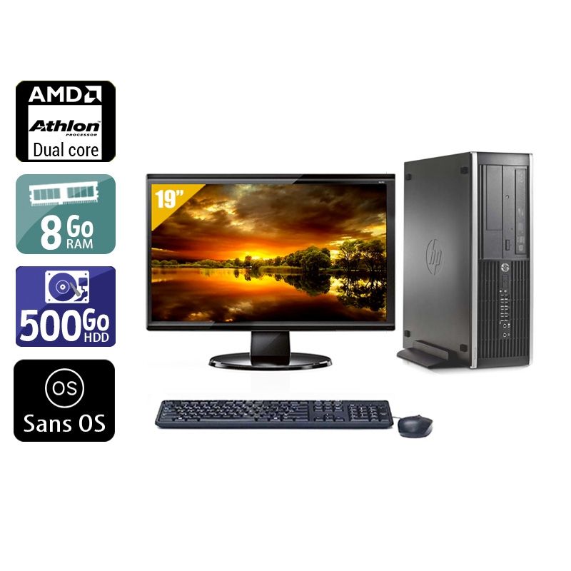 HP Compaq Pro 6005 SFF AMD Athlon Dual Core avec Écran 19 pouces 8Go RAM 500Go HDD Sans OS