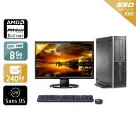 HP Compaq Pro 6005 SFF AMD Athlon Dual Core avec Écran 19 pouces 8Go RAM 240Go SSD Sans OS