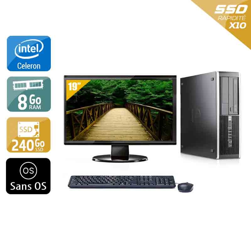 HP Compaq Pro 6000 SFF Celeron Dual Core avec Écran 19 pouces 8Go RAM 240Go SSD Sans OS