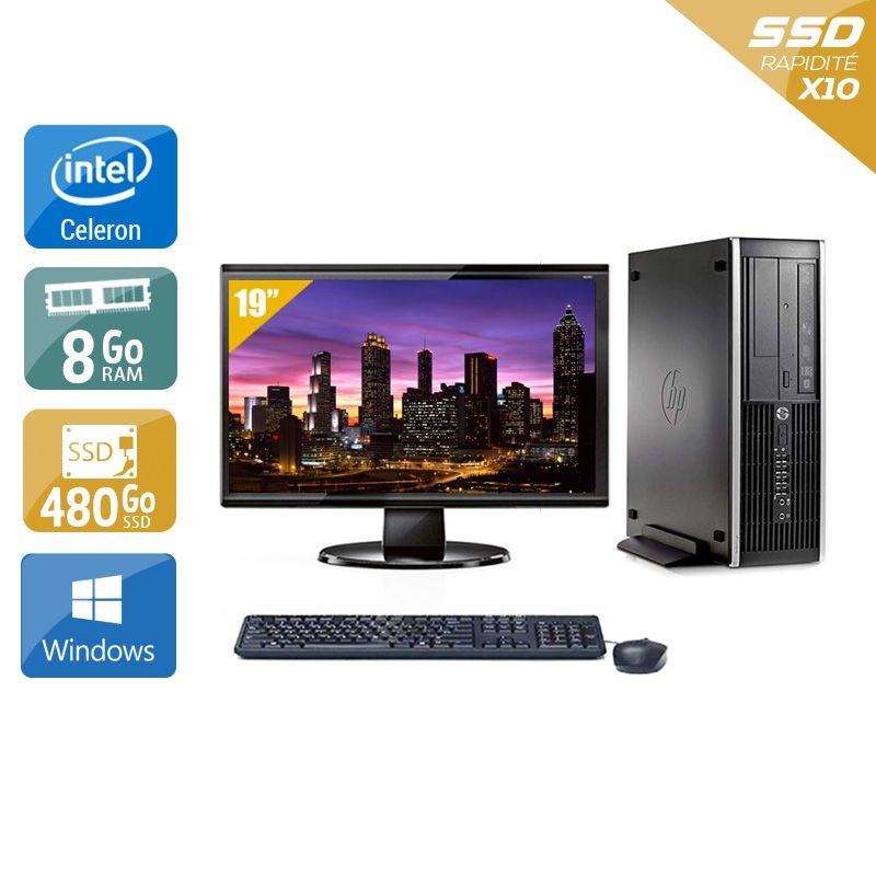 HP Compaq Pro 6300 SFF Celeron Dual Core avec Écran 19 pouces 8Go RAM 480Go SSD Windows 10