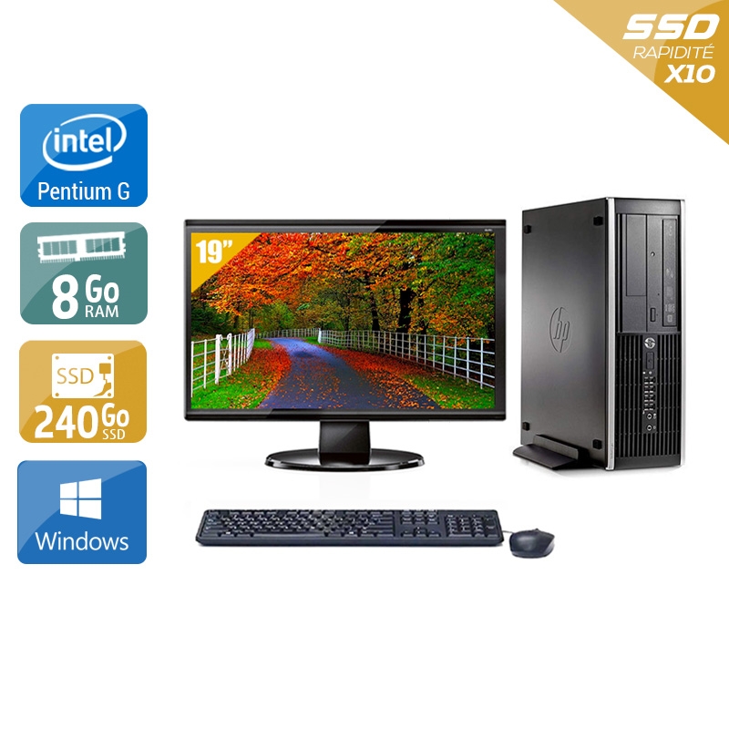 HP Compaq Pro 6300 SFF Pentium G Dual Core + Écran - 19'' 8Go RAM 240Go SSD Windows 10  Très bon étatOccasion certifiée reconditionnée Bon état -  reconditionné disponible sur Kiatoo