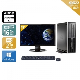 HP Compaq Pro 6305 SFF AMD A4 avec Écran 19 pouces 16Go RAM 2To SSD Windows 10