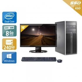HP Compaq Elite 8000 Tower Dual Core avec Écran 19 pouces 8Go RAM 240Go SSD Windows 10