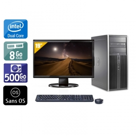 HP Compaq Elite 8000 Tower Dual Core avec Écran 19 pouces 8Go RAM 500Go HDD Sans OS