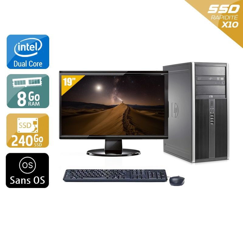 PC Tour HP 8200 Ecran 19 Intel Core i7-2600 RAM 16Go Disque 2To Windows 10  Wifi au meilleur prix