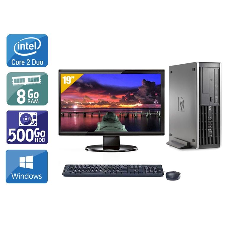 HP Compaq Elite 8000 SFF Core 2 Duo avec Écran 19 pouces 8Go RAM 500Go HDD Windows 10