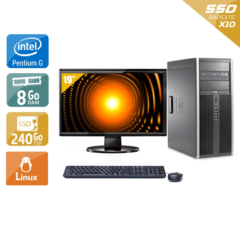HP Compaq Elite 8100 Tower Pentium G Dual Core + Écran - 19'' 8Go RAM 240Go SSD Linux  Bon étatOccasion certifiée reconditionnée Bon état -  reconditionné disponible sur Kiatoo