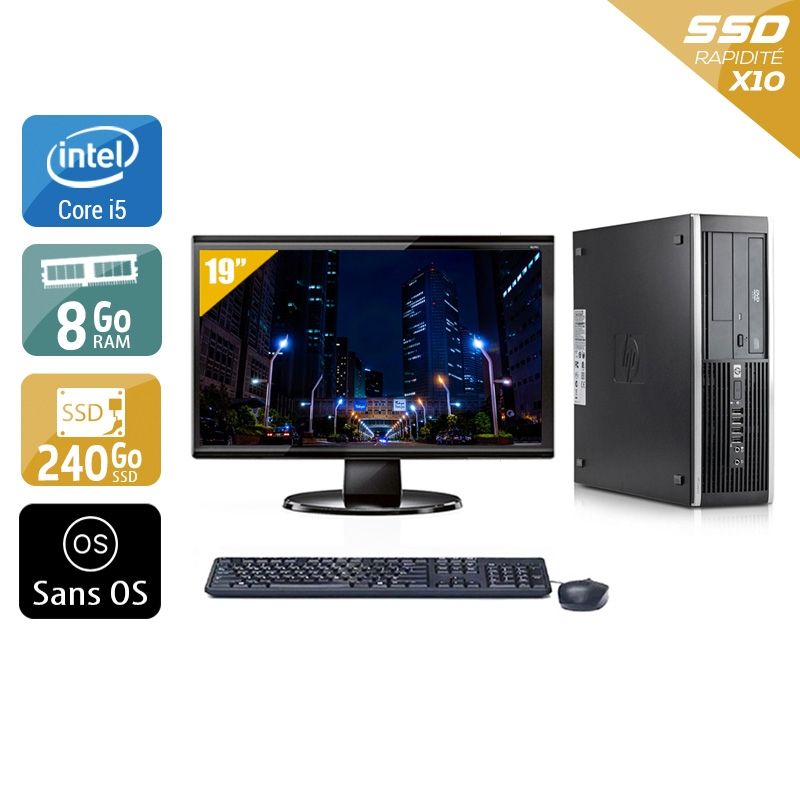 HP Compaq Elite 8100 SFF i5 avec Écran 19 pouces 8Go RAM 240Go SSD Sans OS