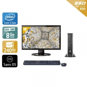 HP Compaq Elite 8000 USDT Core 2 Duo avec Écran 19 pouces 8Go RAM 240Go SSD Sans OS