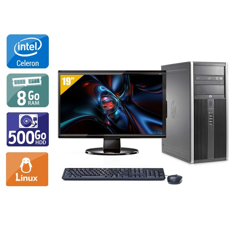 HP Compaq Elite 8200 Tower Celeron Dual Core avec Écran 19 pouces 8Go RAM 500Go HDD Linux