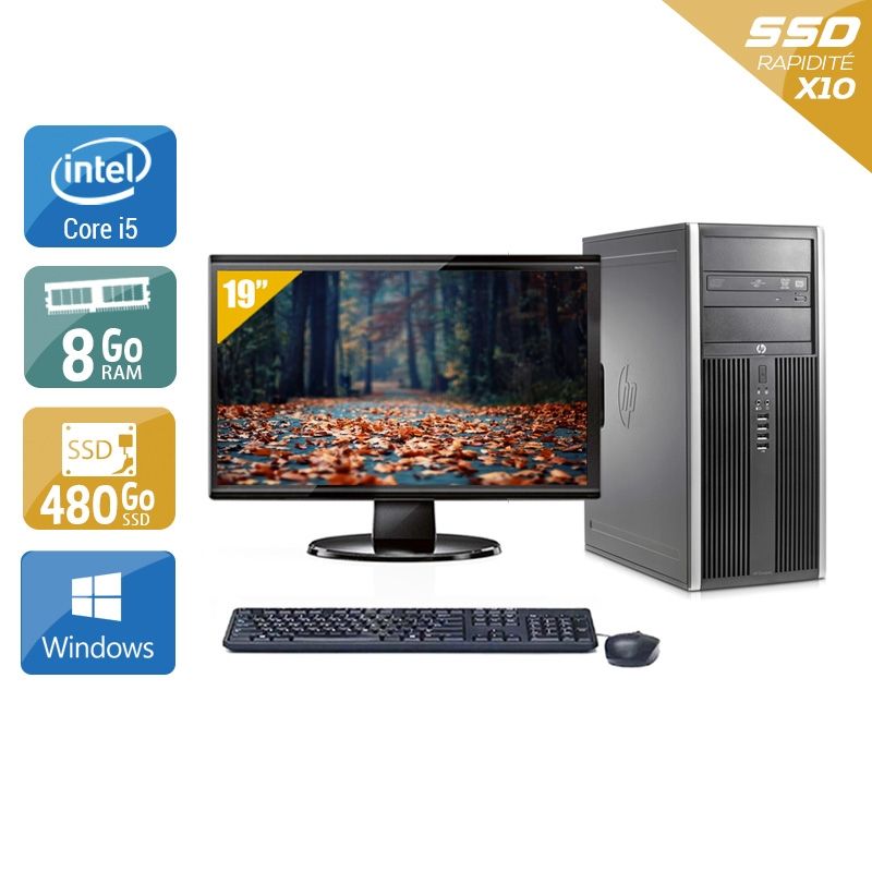 HP Compaq Elite 8200 Tower i5 avec Écran 19 pouces 8Go RAM 480Go SSD Windows 10