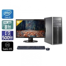 HP Compaq Elite 8200 Tower i5 avec Écran 19 pouces 8Go RAM 500Go HDD Sans OS
