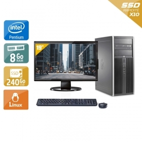 HP Compaq Elite 8200 Tower Pentium G Dual Core avec Écran 19 pouces 8Go RAM 240Go SSD Linux