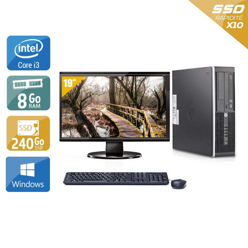 HP Compaq Elite 8200 SFF i3 + Écran - 19'' 8Go RAM 240Go SSD Windows 10  Bon étatOccasion certifiée reconditionnée Bon état -  reconditionné disponible sur Kiatoo