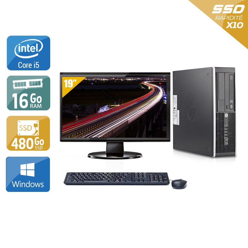 HP Compaq Elite 8200 SFF i5 + Écran - 19'' 16Go RAM 480Go SSD Windows 10  Bon étatOccasion certifiée reconditionnée Bon état -  reconditionné disponible sur Kiatoo