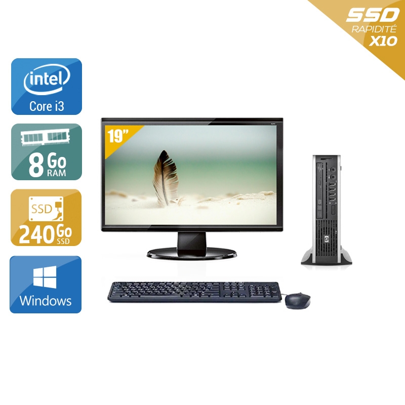 HP Compaq Elite 8200 USDT i3 + Écran - 19'' 8Go RAM 240Go SSD Windows 10  Bon étatOccasion certifiée reconditionnée Bon état -  reconditionné disponible sur Kiatoo