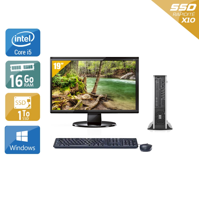 HP Compaq Elite 8300 USDT i5 + Écran - 19'' 16Go RAM 1To SSD Windows 10  État correctOccasion certifiée reconditionnée Bon état -  reconditionné disponible sur Kiatoo