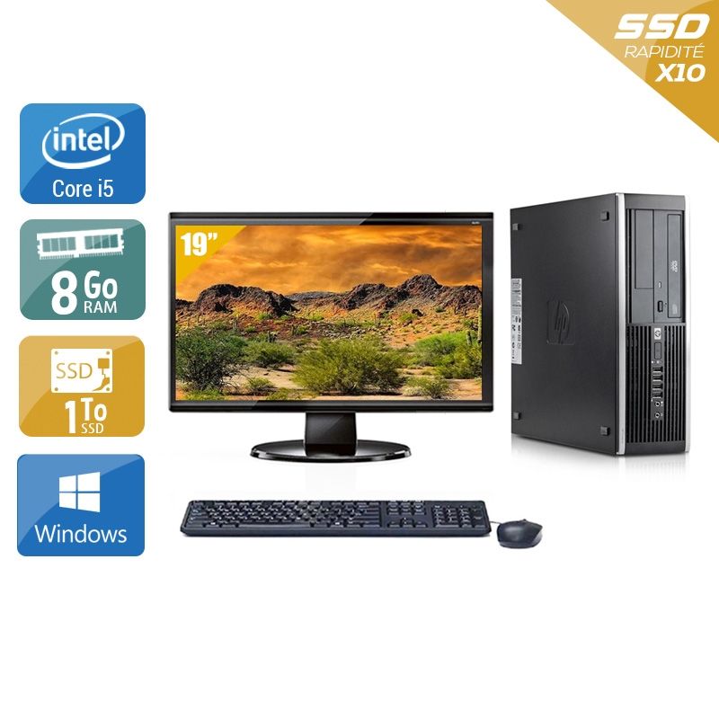 HP Compaq Elite 8300 SFF i5 avec Écran 19 pouces 8Go RAM 1To SSD Windows 10