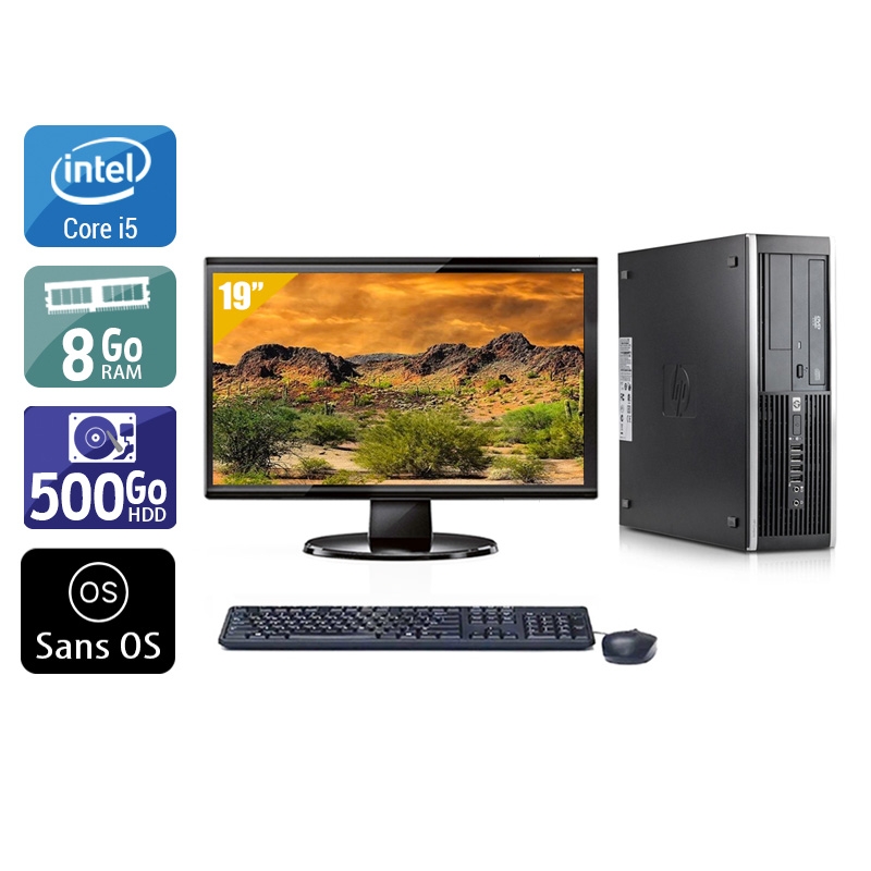 HP Compaq Elite 8300 SFF i5 + Écran - 19'' 8Go RAM 500Go HDD Sans OS  Très bon étatOccasion certifiée reconditionnée Bon état -  reconditionné disponible sur Kiatoo