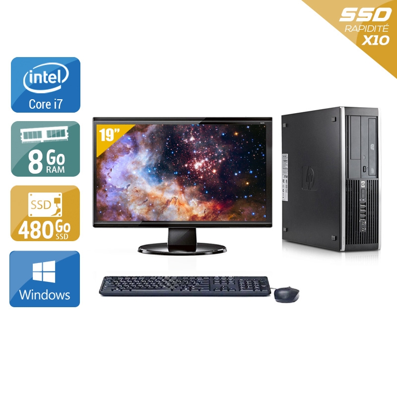 HP Compaq Elite 8300 SFF i7 + Écran - 19'' 8Go RAM 480Go SSD Windows 10  État correctOccasion certifiée reconditionnée Bon état -  reconditionné disponible sur Kiatoo
