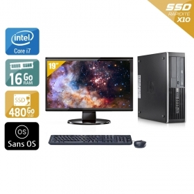 HP Compaq Elite 8300 SFF i7 avec Écran 19 pouces 16Go RAM 480Go SSD Sans OS