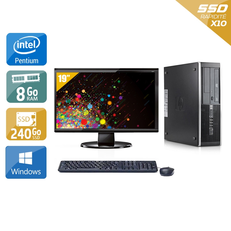 HP Compaq Elite 8300 SFF Pentium G Dual Core + Écran - 19'' 8Go RAM 240Go SSD Windows 10  Très bon étatOccasion certifiée reconditionnée Bon état -  reconditionné disponible sur Kiatoo