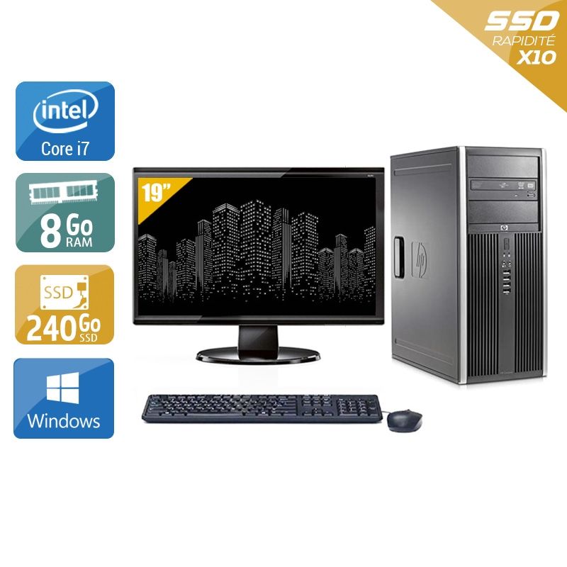 HP Compaq Elite 8300 Tower i7 avec Écran 19 pouces 8Go RAM 240Go SSD Windows 10