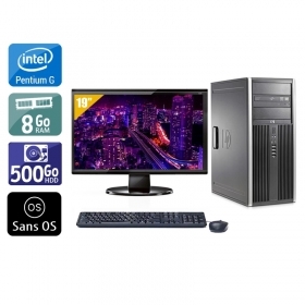HP Compaq Elite 8300 Tower Pentium G Dual Core avec Écran 19 pouces 8Go RAM 500Go HDD Sans OS