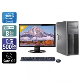 HP Compaq Elite 8300 Tower i5 avec Écran 19 pouces 8Go RAM 500Go HDD Sans OS