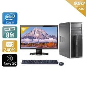 HP Compaq Elite 8300 Tower i5 avec Écran 19 pouces 8Go RAM 240Go SSD Sans OS