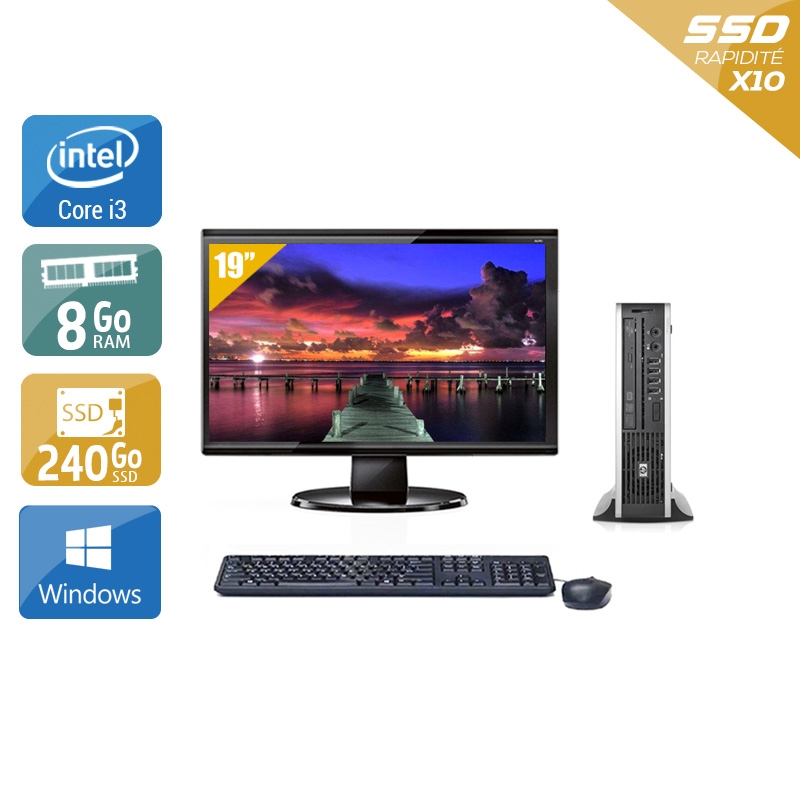HP Compaq Elite 8300 USDT i3 + Écran - 19'' 8Go RAM 240Go SSD Windows 10  Très bon étatOccasion certifiée reconditionnée Bon état -  reconditionné disponible sur Kiatoo
