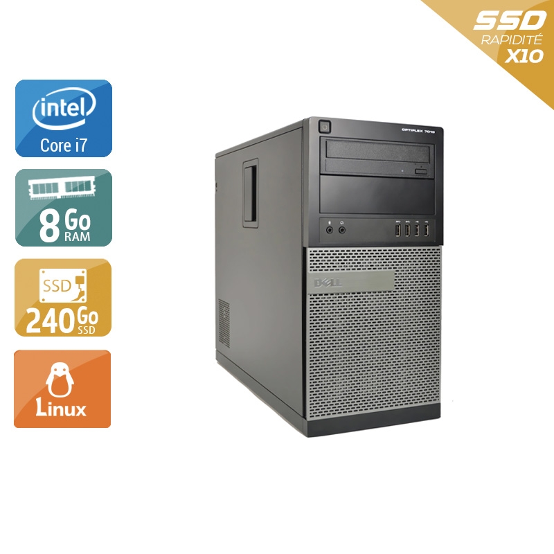 Dell Optiplex 7010 Tower i7 - 8Go RAM 240Go SSD Linux  Bon étatOccasion certifiée reconditionnée Bon état -  reconditionné disponible sur Kiatoo