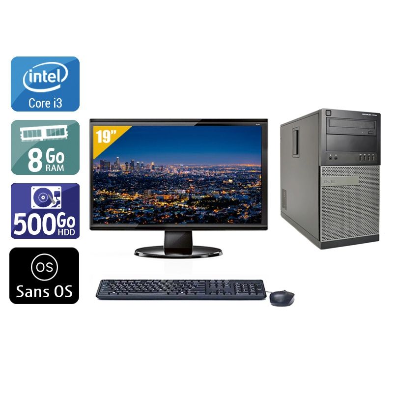 Dell Optiplex 7010 Tower i3 avec Écran 19 pouces 8Go RAM 500Go HDD Sans OS