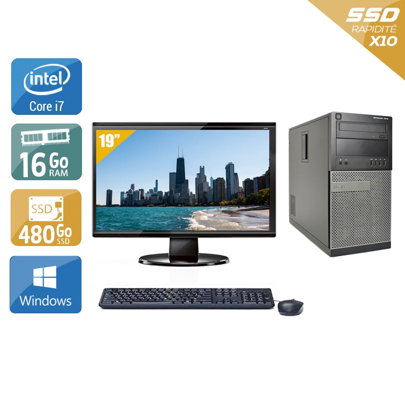 Dell Optiplex 7010 Tower i7 + Écran - 19'' 16Go RAM 480Go SSD Windows 10  Bon étatOccasion certifiée reconditionnée Bon état -  reconditionné disponible sur Kiatoo