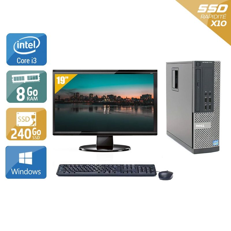 Dell Optiplex 7010 SFF i3 avec Écran 19 pouces 8Go RAM 240Go SSD Windows 10