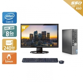 Dell Optiplex 7010 USDT i5 avec Écran 19 pouces 8Go RAM 240Go SSD Linux