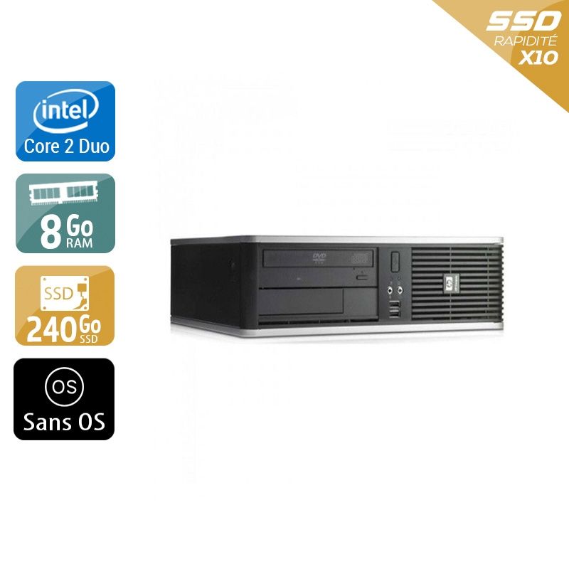 HP Compaq dc7800 SFF Core 2 Duo 8Go RAM 240Go SSD Sans OS