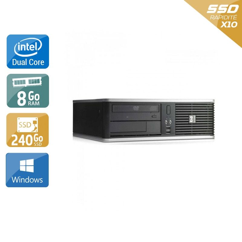 HP Compaq dc7800 SFF Dual Core 8Go RAM 240Go SSD Windows 10