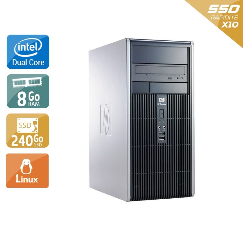 HP Compaq dc7800 Tower Dual Core 8Go RAM 240Go SSD Linux