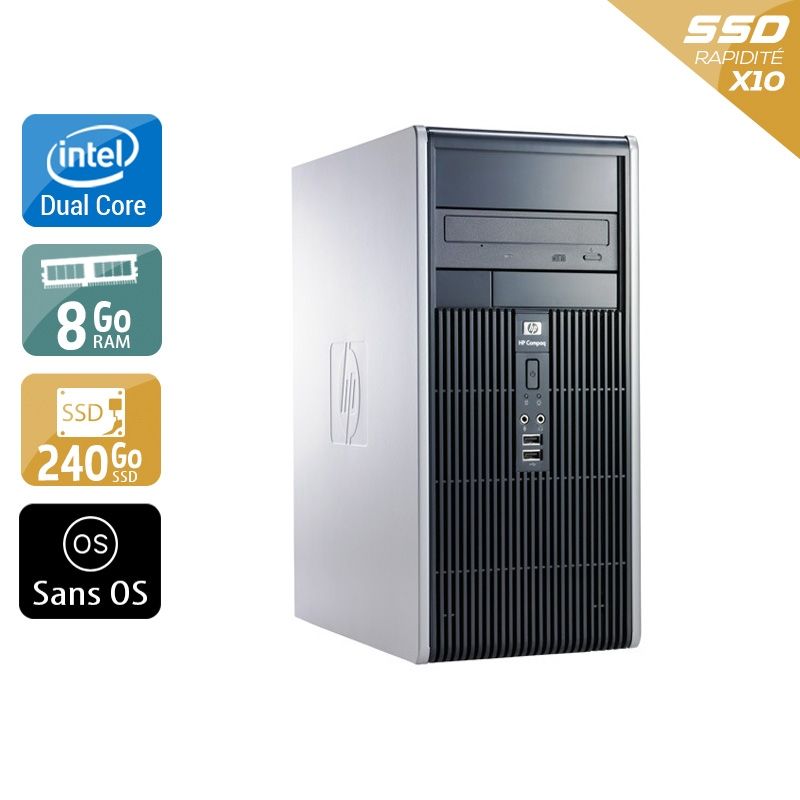 HP Compaq dc7800 Tower Dual Core 8Go RAM 240Go SSD Sans OS