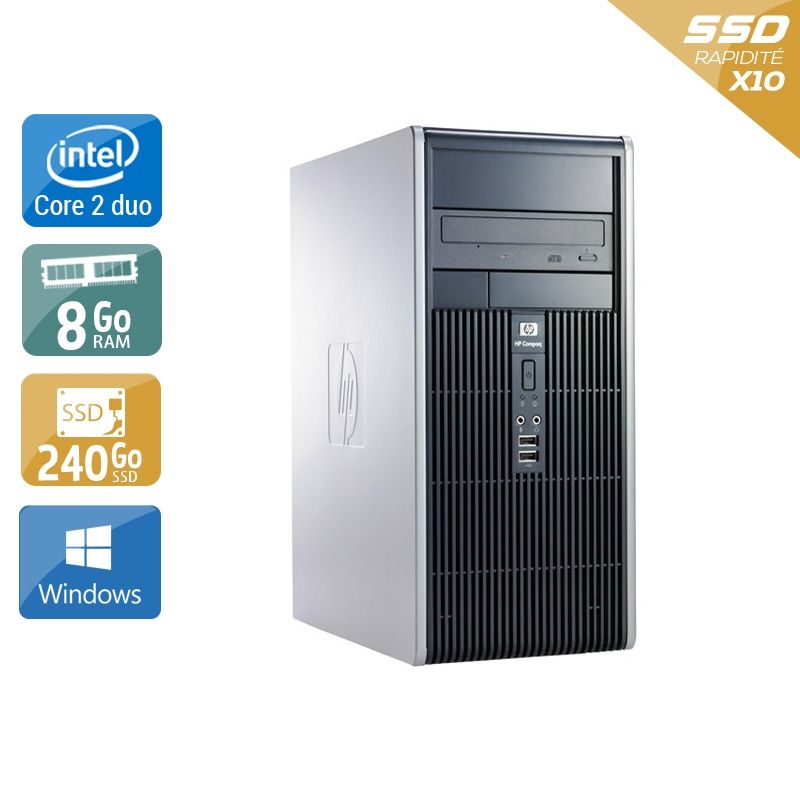 HP Compaq dc7900 Tower Core 2 Duo 8Go RAM 240Go SSD Windows 10