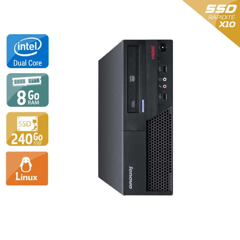Lenovo ThinkCentre M57 SFF Dual Core - 8Go RAM 240Go SSD Linux  Très bon étatOccasion certifiée reconditionnée Bon état -  reconditionné disponible sur Kiatoo