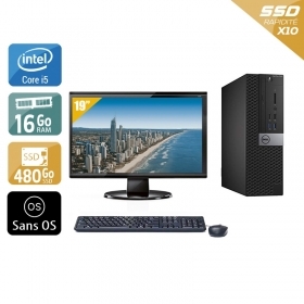 Dell Optiplex 7040 SFF i5 Gen 6 avec Écran 19 pouces 16Go RAM 480Go SSD Sans OS