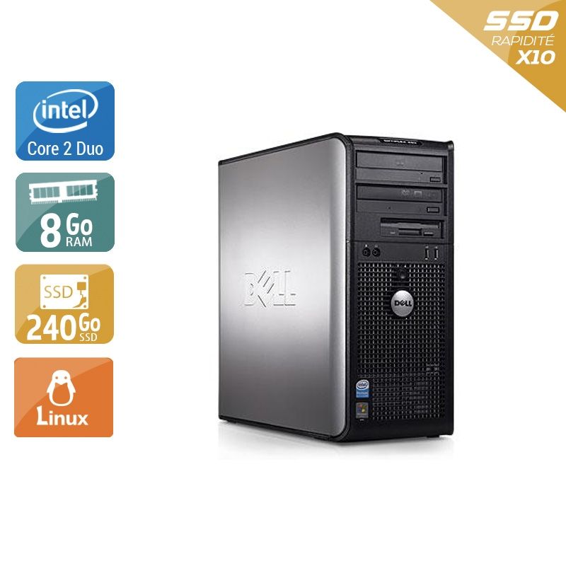 Dell Optiplex 760 Tower Core 2 Duo 8Go RAM 240Go SSD Linux