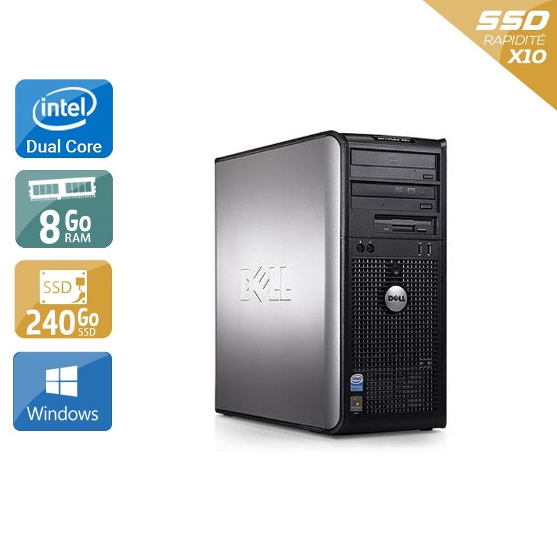 Dell Optiplex 760 Tower Dual Core 8Go RAM 240Go SSD Windows 10