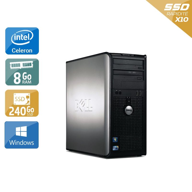 Dell Optiplex 780 Tower Celeron Dual Core 8Go RAM 240Go SSD Windows 10