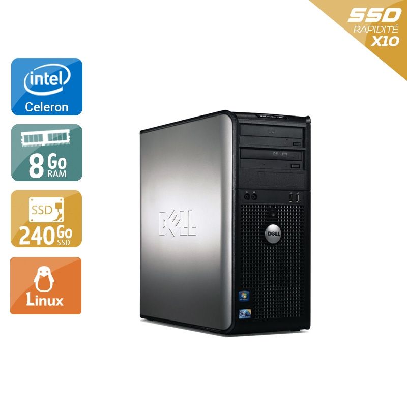 Dell Optiplex 780 Tower Celeron Dual Core 8Go RAM 240Go SSD Linux