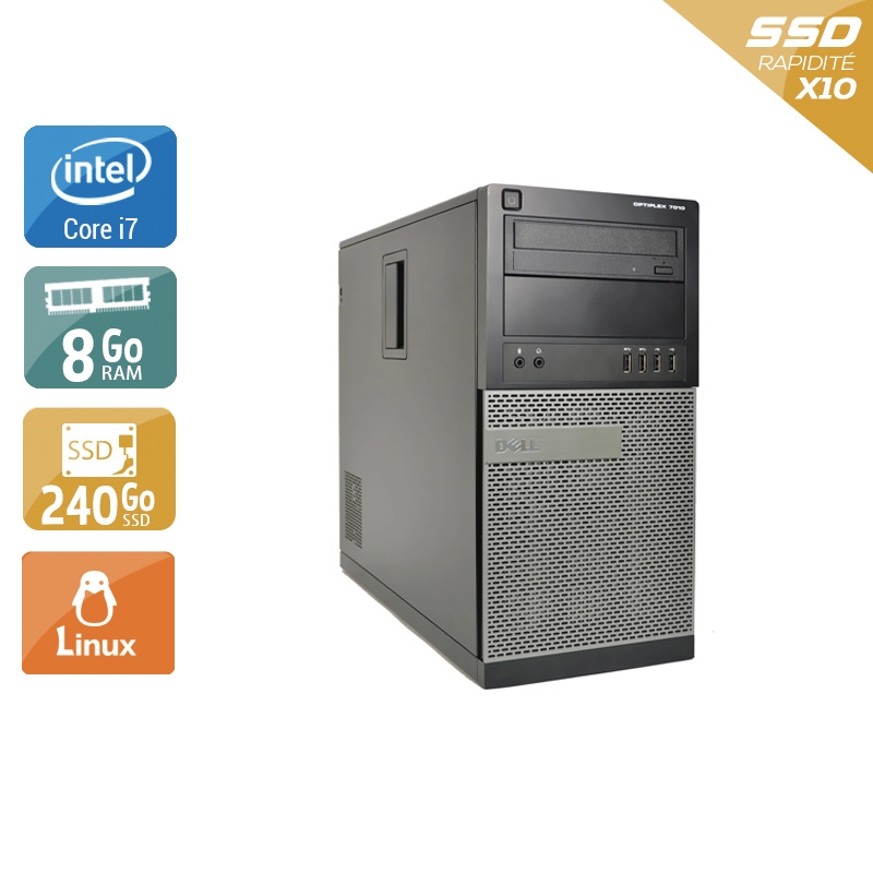 Dell Optiplex 790 Tower i7 8Go RAM 240Go SSD Linux