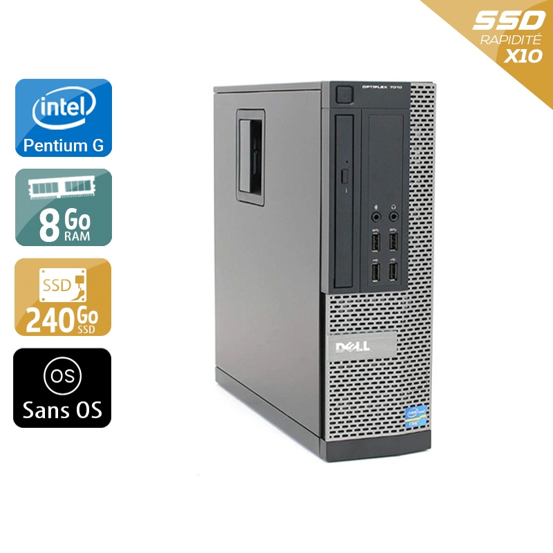 Acheter Dell Optiplex 790 SFF Pentium G Dual Core - 8Go RAM 240Go SSD Sans OS Très bon étatOccasion certifiée reconditionnée Bon état - 232,50 € Dell Optiplex 790 SFF Pentium G Dual Core - 8Go RAM 240Go SSD Sans OS Très bon étatOccasion certifiée reconditionnée Bon état - reconditionné disponible sur Kiatoo